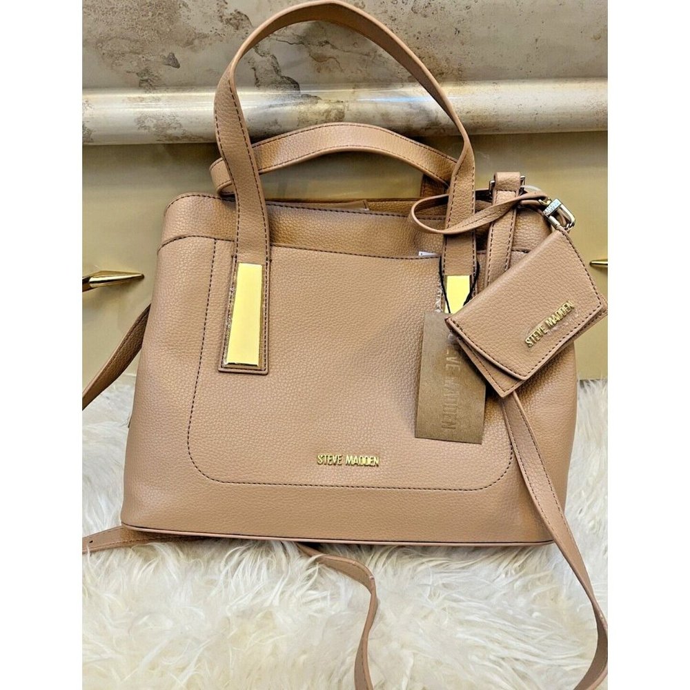 NWT STEVE MADDEN BGRAMMER SATCHEL HAND BAG CAMEL BEIGE TIK TOK VIRAL TRENDY